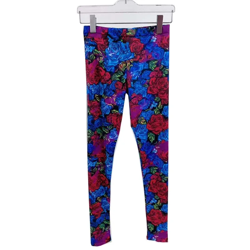 

2020 mid waist full length slim feet printed flower autumn and summer leggings high elastic female clothing V786