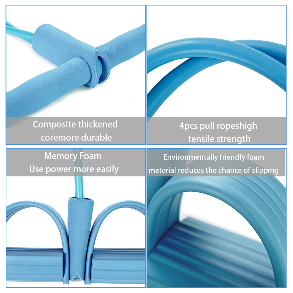 Тренировочный трос 4 трубки педаль для пресса и щиколотки эластичный фитнеса