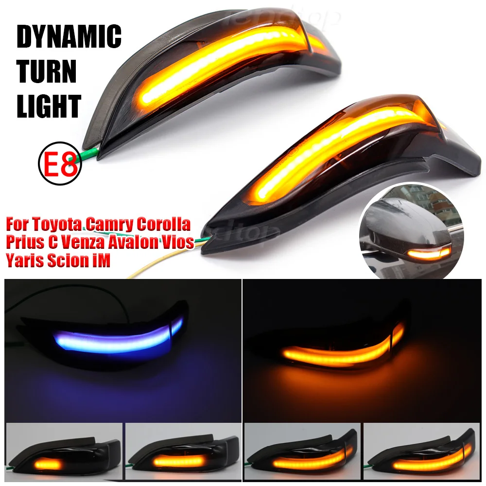 

Scroll Dynamic Turn Signal Mirrors Lamp LED Car Tuning Light For Toyota Camry Corolla Prius C Venza Avalon Vios Yaris Scion iM