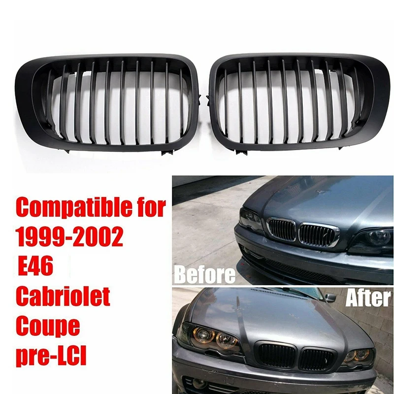 AL22 матовый черный спереди Спорт почек решетка гриль в наличии для BMW 3 серии E46 2