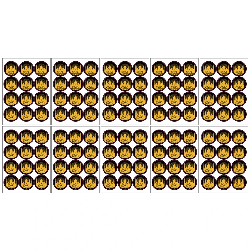 

120pcs Eid Mubarak Favor Gift Bag Sealing Stickers Ramadan Decorations Box Seal Label Stickers Cake Decoration