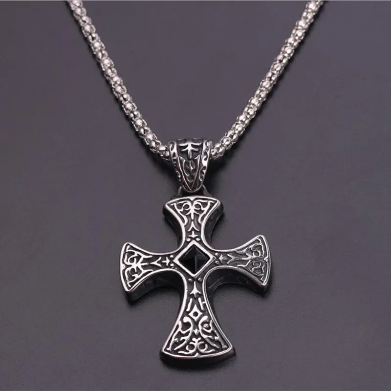 Мужское ожерелье 60 см в стиле ретро с черными натуральными камнями|Ожерелья