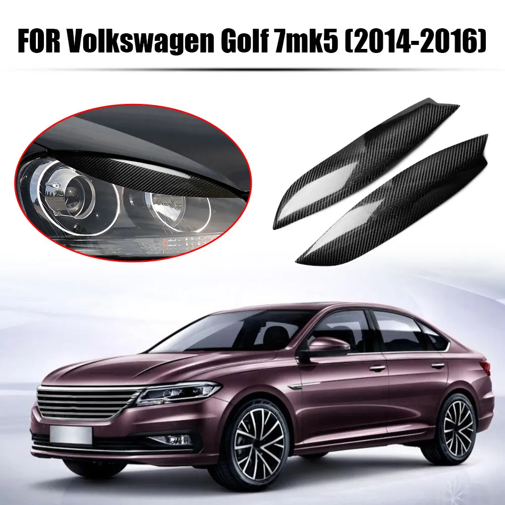 

1 Pair Headlight Eyelid Eyebrow Cover Carbon Fiber Headlight Eyelids Decorative Strips for VW Golf GTI Headlight Protector