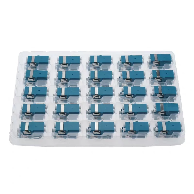 100pcs LC UPC duplex Single mode flangeless fiber optic adapter Blue LC ftth coupler DX without flange  free shipping IL<0.2dB