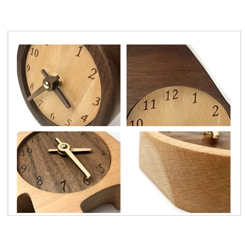 

Natural Wood Square/Round Desktop Alarm Clock Creative Simple Design Wooden R3MA