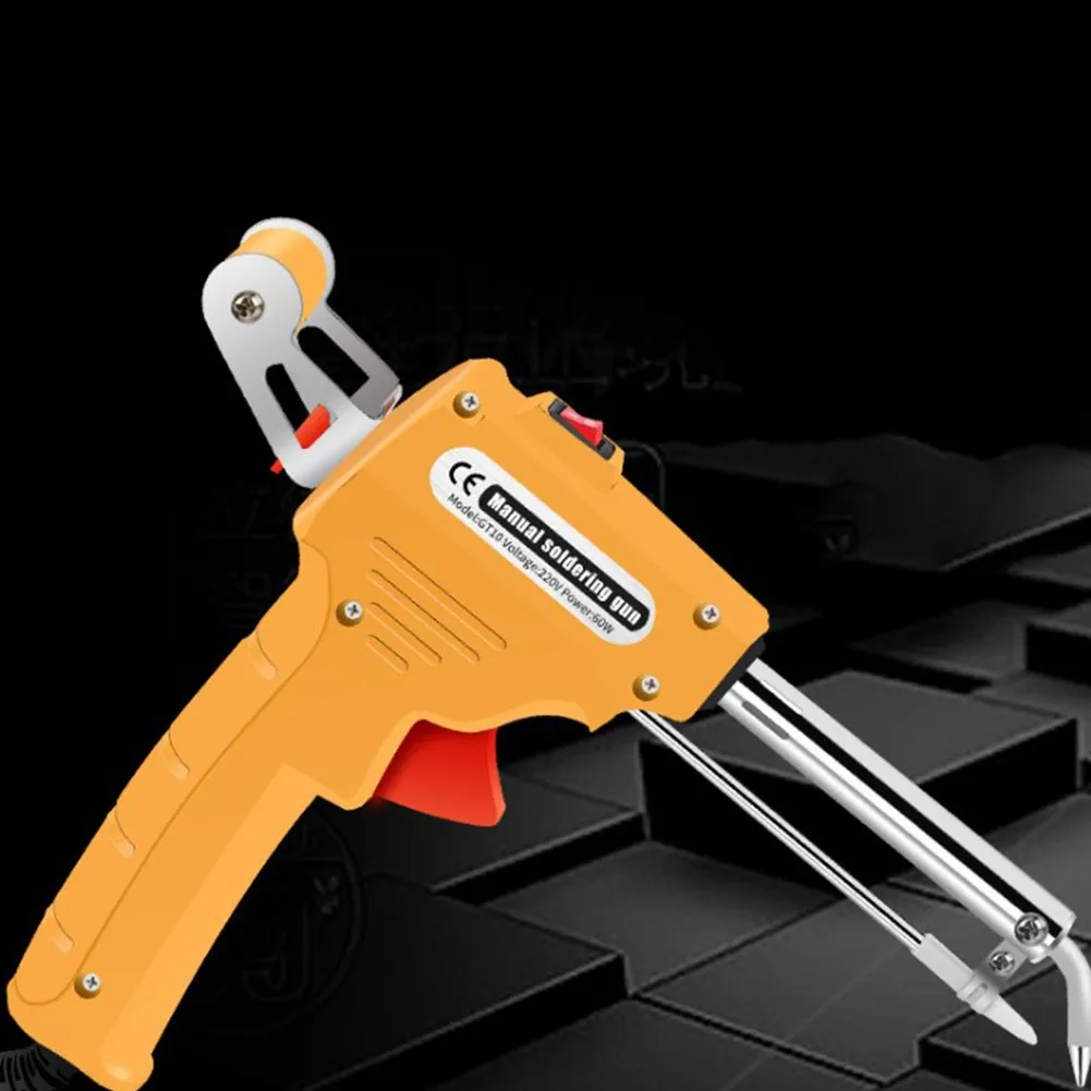 Ручная электрическая паяльная железка с автоматической подачей оловянной проволоки, внутренним нагревом, сварочным инструментом для ремонта 110В/220В 60Вт вкл.