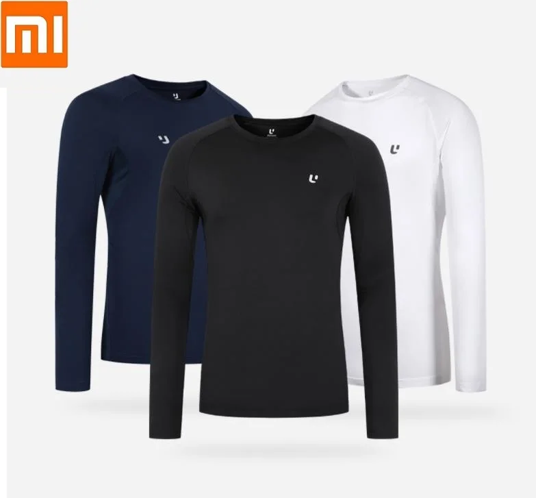 Xiaomi Uleemark Мужская Спортивная Футболка с круглым вырезом и длинным рукавом, облегающая теплая толстовка с высоким эластичным светоотражающим принтом