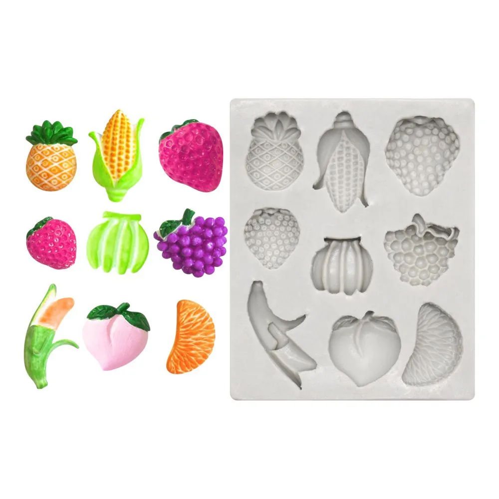 

Fruit Pineapple Banana Strawberry Apple Cherry Chocolate Cake Decorating Tools DIY Fondant Silicone Mold