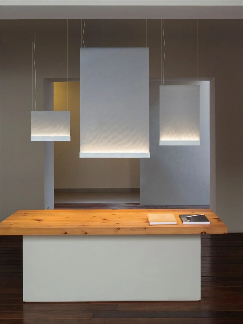 Подвесные светильники из белой ткани в скандинавском стиле квадратные