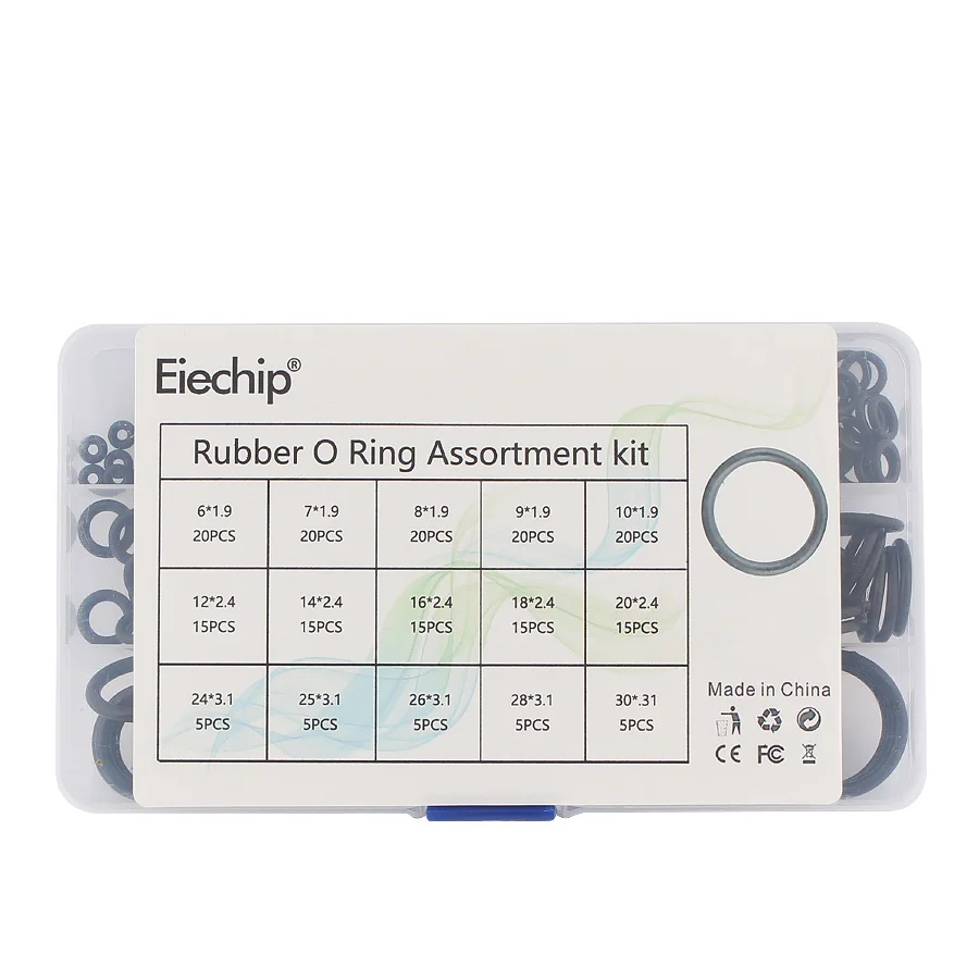 Набор резиновых уплотнительных колец 200 шт./компл. 15 размеров в пластиковой