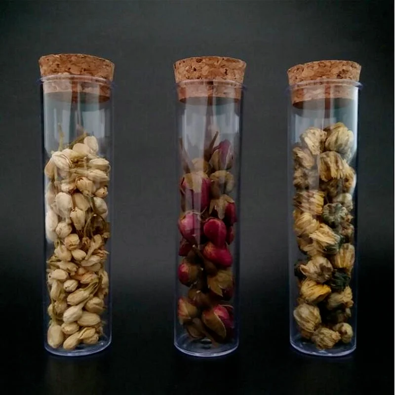 20pcs/set 30x115mm Flat BottomTransparent Lab Empty Plastic Test Tube With Cork Stoppers Laboratory School Educational Supplies |