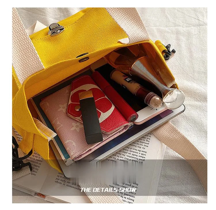 

Art student canvas bag large-capacity tote bags simple and versatile solid color shoulder handbag