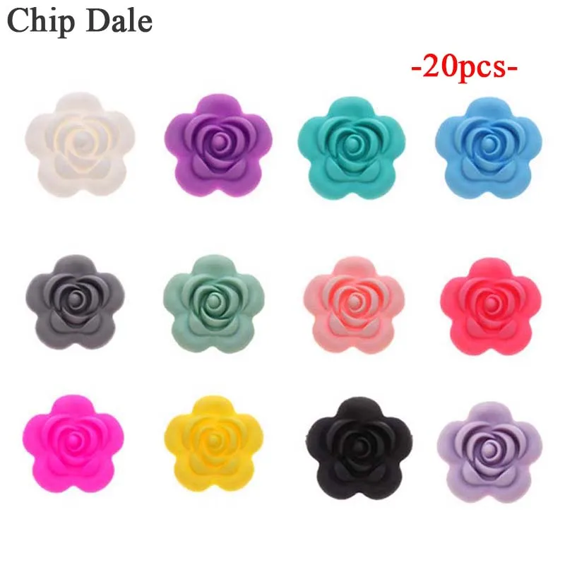 Чип и Дейл 20 шт. силиконовые бусины с розовым цветком для DIY цепочки ожерелья
