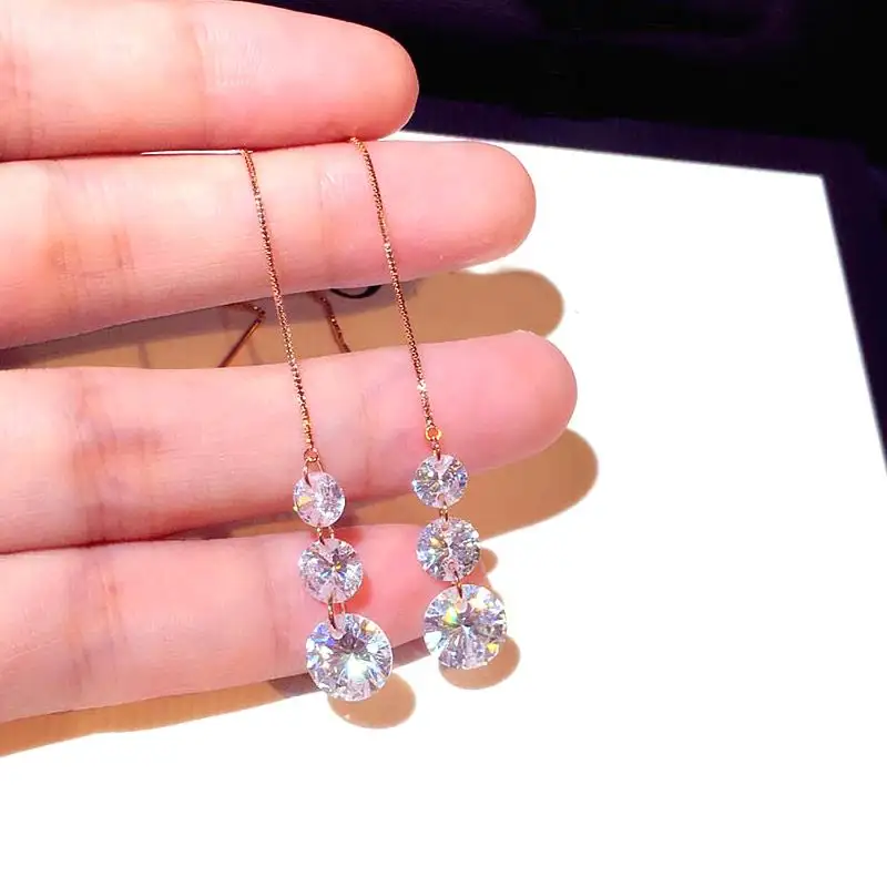 

Shinning Zircon Long Earrings Women New Jewelry High Grade Delicate Party Earings Bijoux