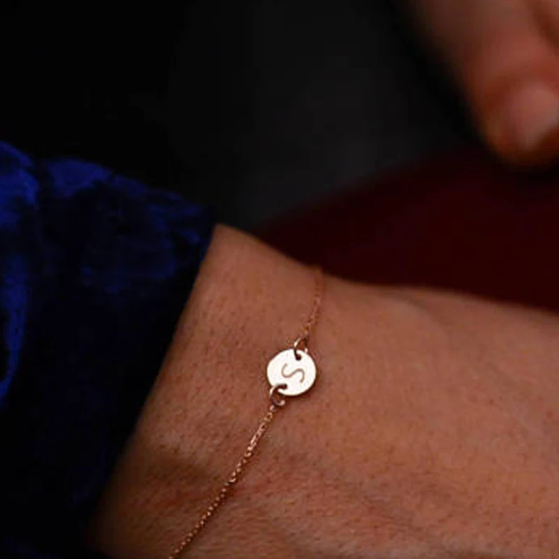 26 браслет с буквами и для женщин простой Регулируемый именем Pulseras Mujer ювелирные