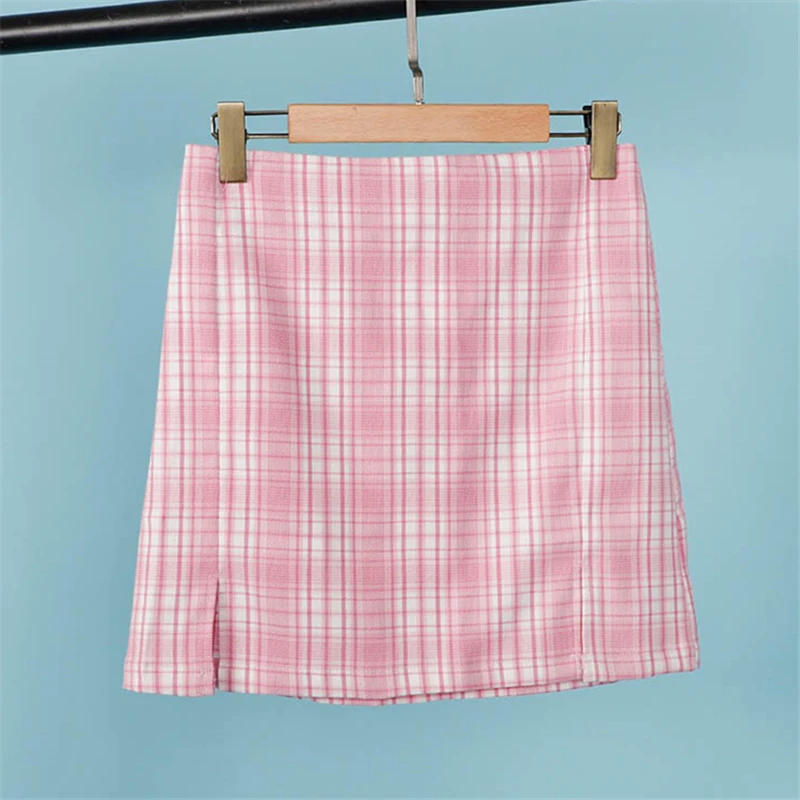 Женский комплект из 2 предметов в розовую клетку футболка с коротким рукавом и