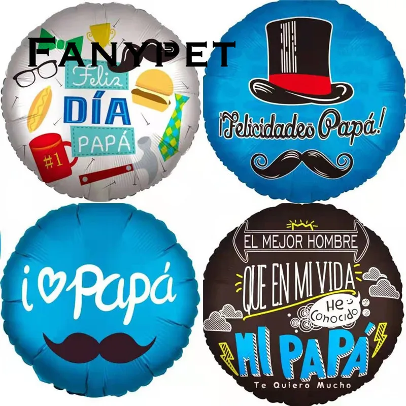 

50Pcs 18Inch Spanish Happy Father's Day Helium Balloon Feliz Dia Super Papa Foil Balloons Father Party Decoration Baloes Globos