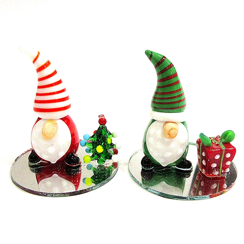 Creative Gnome Glass Cartoon Image Santa Claus Figurine Abstract Design Matching Christmas Tree Gift Package Home Decor Ornament