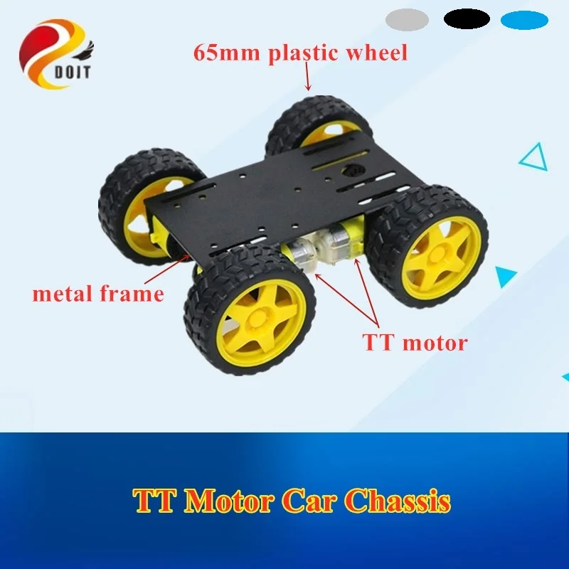 Металлический робот шасси DOIT C101 автомобильное с четырьмя колесами для arduino uno r3