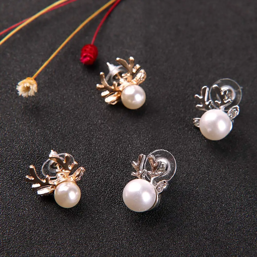 1 пара стильных и элегантный имитация жемчуга в виде оленьего рога серьги