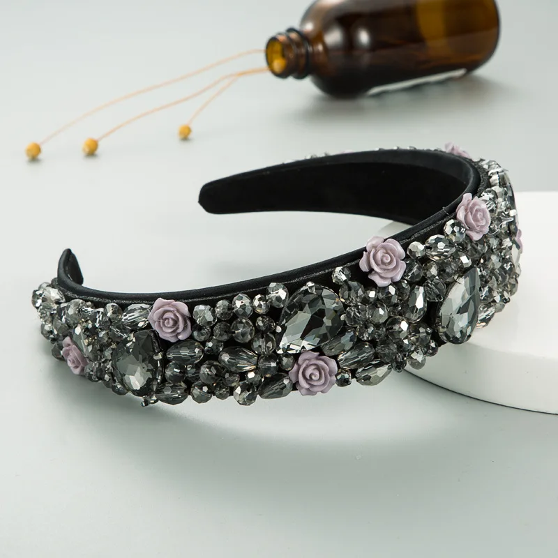 

New Fashion Clear Crystal Padded Headband Sponge Colorful Rhinestone Hair Band Headwear Women Party Hair Accessories