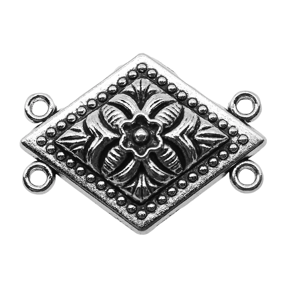 

4pcs Charms Flower Porous Connectors Antique Silver Color Body Chain Connectors 27x37mm DIY Necklace Making