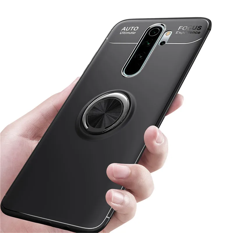 For OPPO A5 2020 Case Soft TPU Silicone Metal Finger Ring Matte Back Cover Shockproof funda |