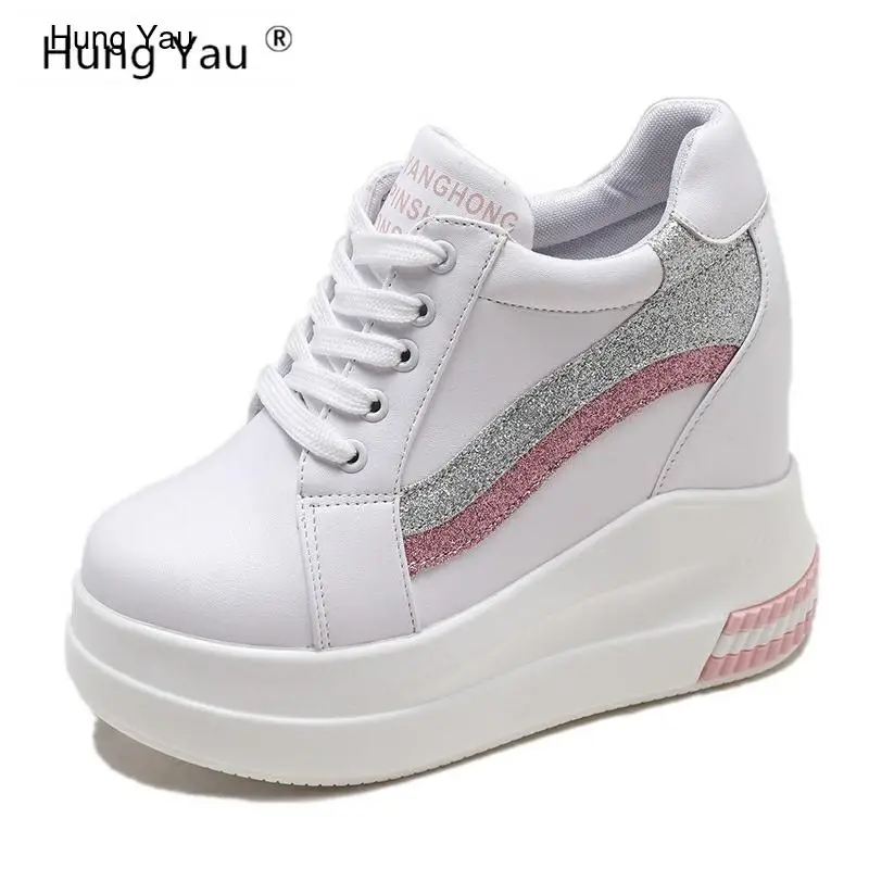 

Hung Yau Thick Bottom Sneaker High Platform Height Increasing Breathable Shoes Fashion Trainers Lady Shoes For Women Size34-39
