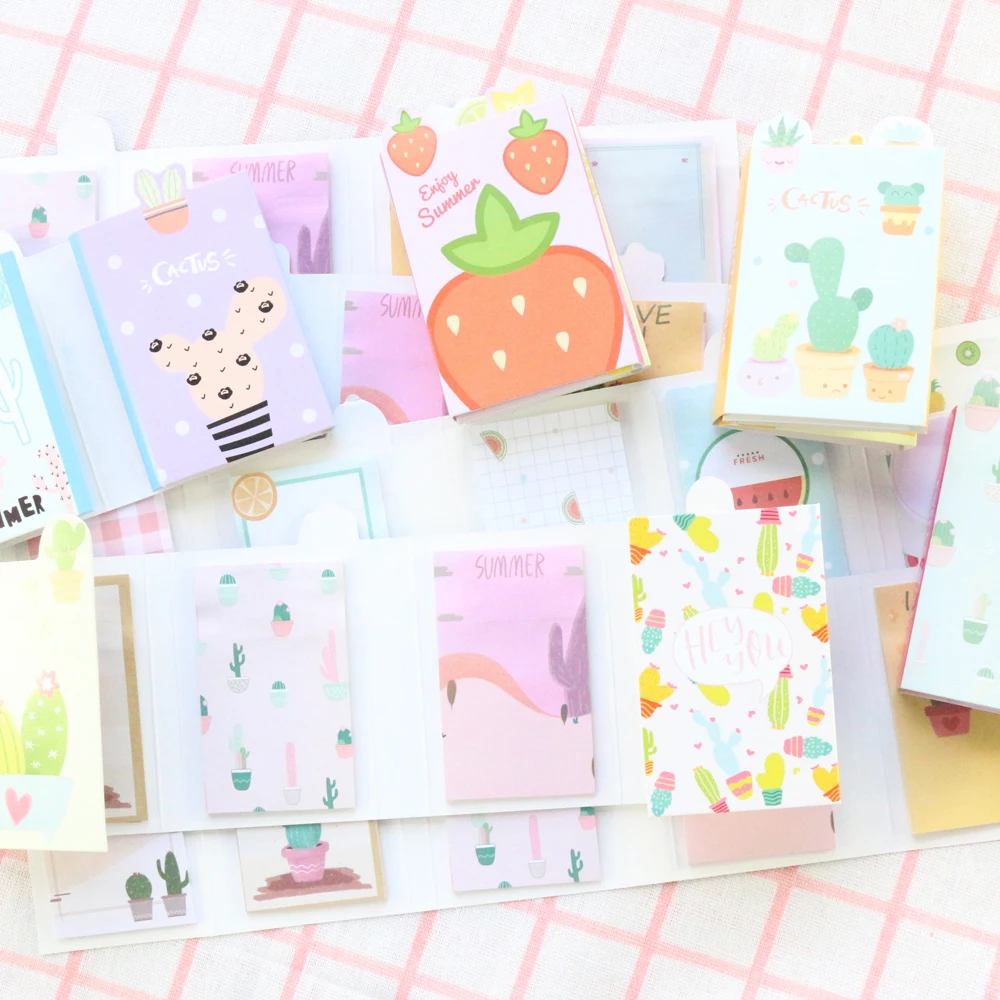 Domikee новый милый мультфильм кактус школьник складной липкий коврик для записей