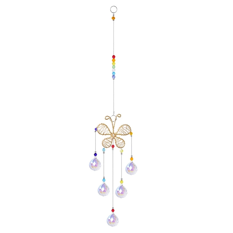 

Hanging Crystal Suncatcher Ornaments With Butterfly Decor Rainbow Maker Crystal Beads Ball Prisms Pendant