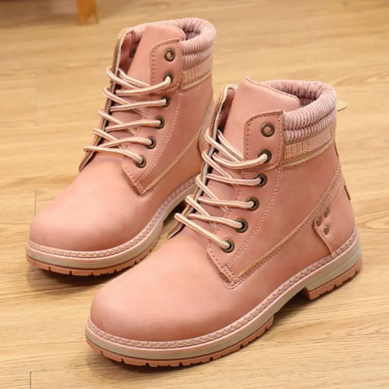 Женские офисные ботильоны Taoffen розовые повседневные на массивном каблуке с