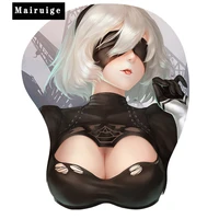 new nierautomata 2b sexy gaming 3d breast mouse pad with silicone gel wrist rest size 2622cm