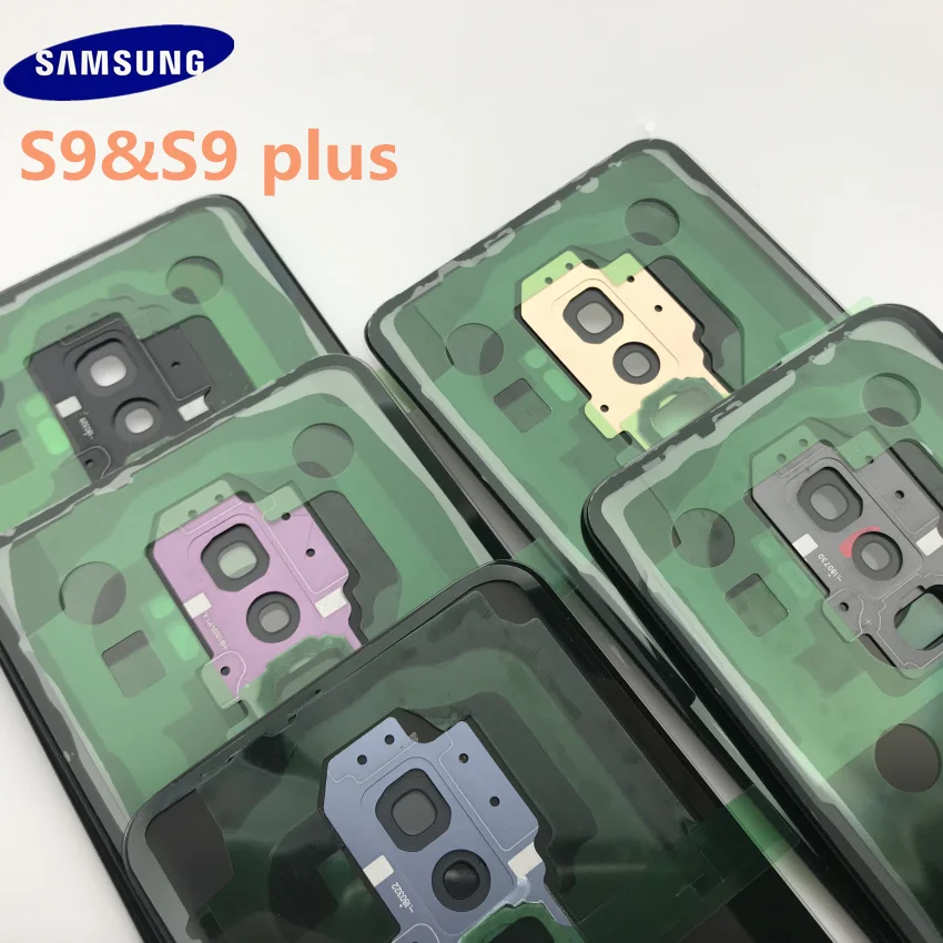 Samsung Galaxy S9 G960 S9 plus 965 задняя крышка батарейного отсека задняя крышка Корпус Запасные части+ Ушная камера стеклянная рамка объектива