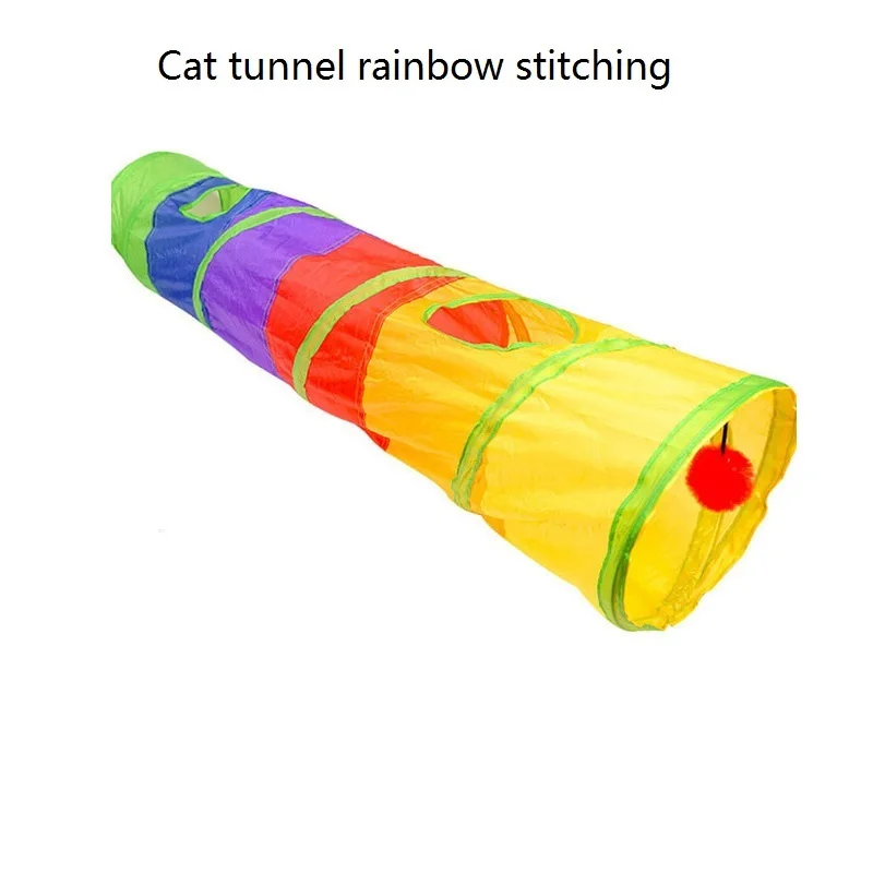 

Pet Toy Tunnel Cats Drill Holes And Roll The Nest Oxford Cloth Drill Hole Cat Channel Free Combination Rainbow Splicing Tunnel