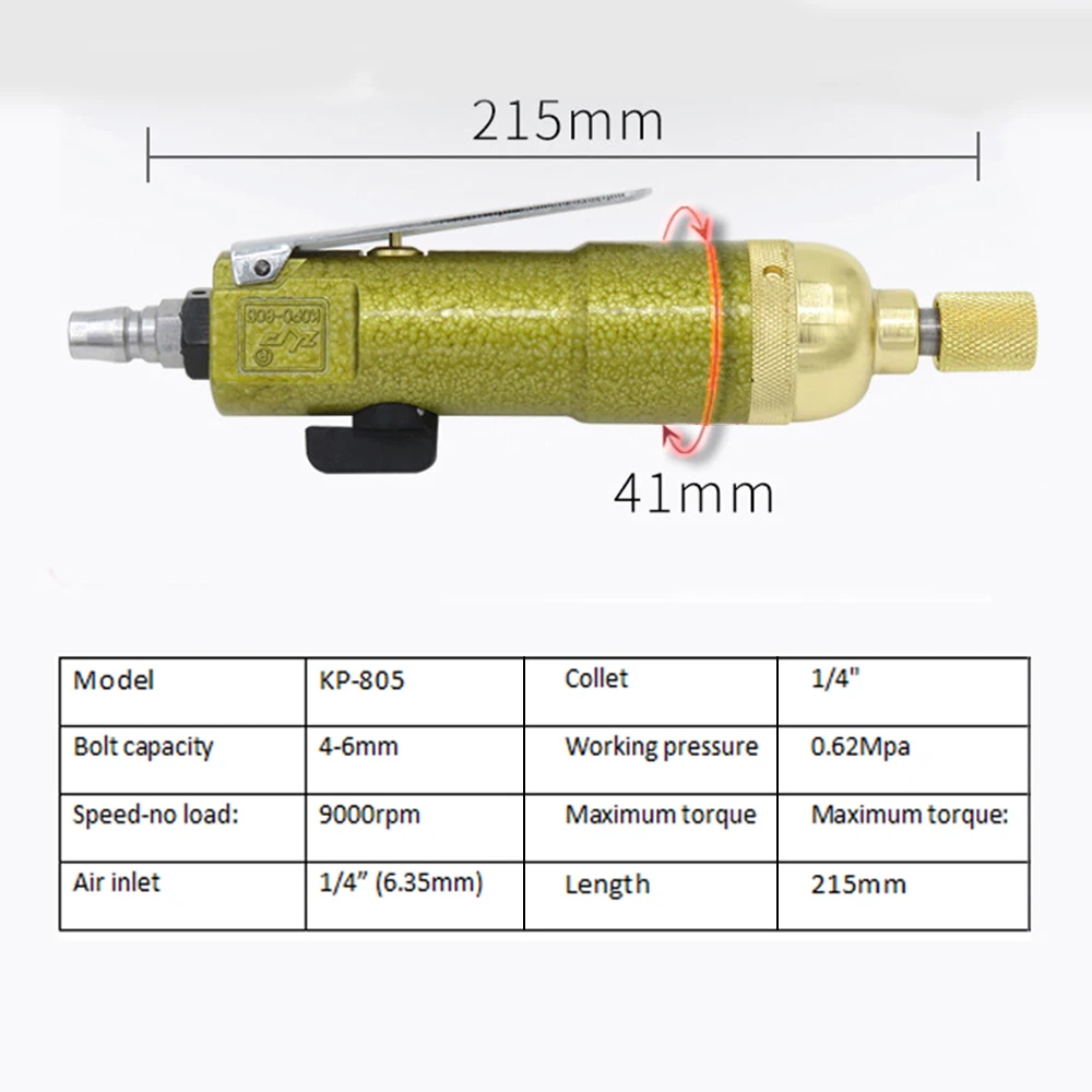 

New KP-805 Air Die Grinder 1/4 inch Pneumatic Angle Die Grinder Tool Air Angle Grinding Machine Air Screw Driver for Woodworking