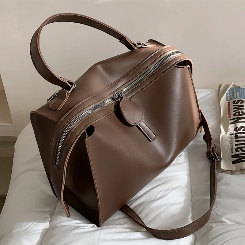 

Solid Color Brand Designer Women's Tote 2021 New Shoulder Handbags High Quality Soft PU Leather Crossbody Bag