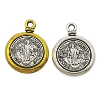 60pcs religious 24 7x18 9mm zinc alloy and saint st benedict medal cross spacer beads pendants jewelry diy l1693