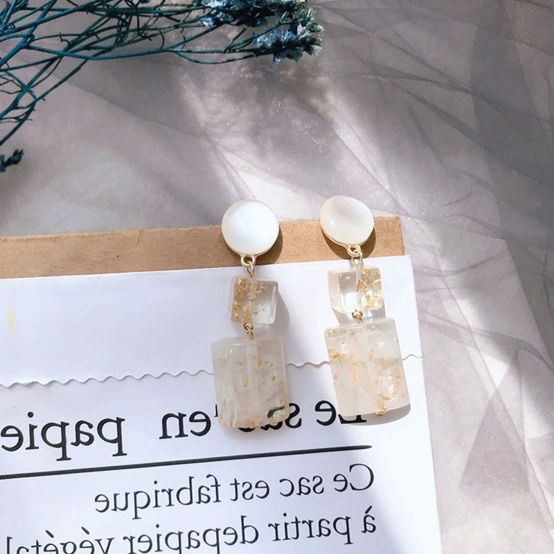 Модные темпераментные золотистые прозрачные акриловые серьги YAOLOGE 2019 из фольги