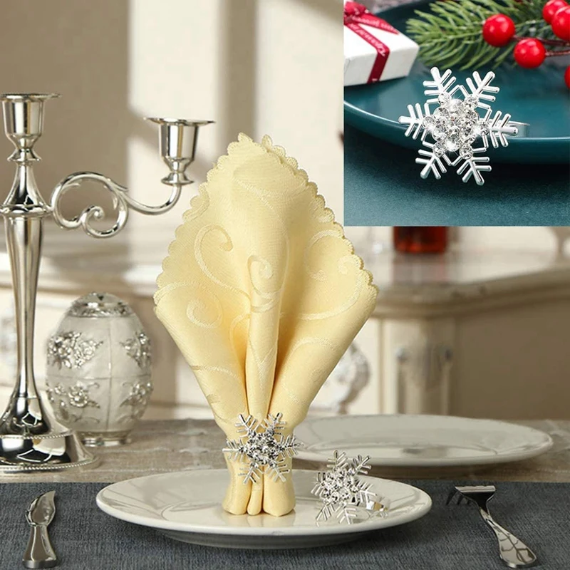 

Napkin Rings Set of 6,Snowflake Napkin Holder for Wedding Christmas Party Dinner Table Decor