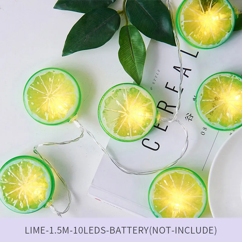 Lime YINUO LIGHT 1,5 м 10 светодиоды гирлянда батарея Лимон Апельсин Фея световая завеса Рождественская гирлянда украшения для дома и свадьбы - Испускаемый цвет: Lime