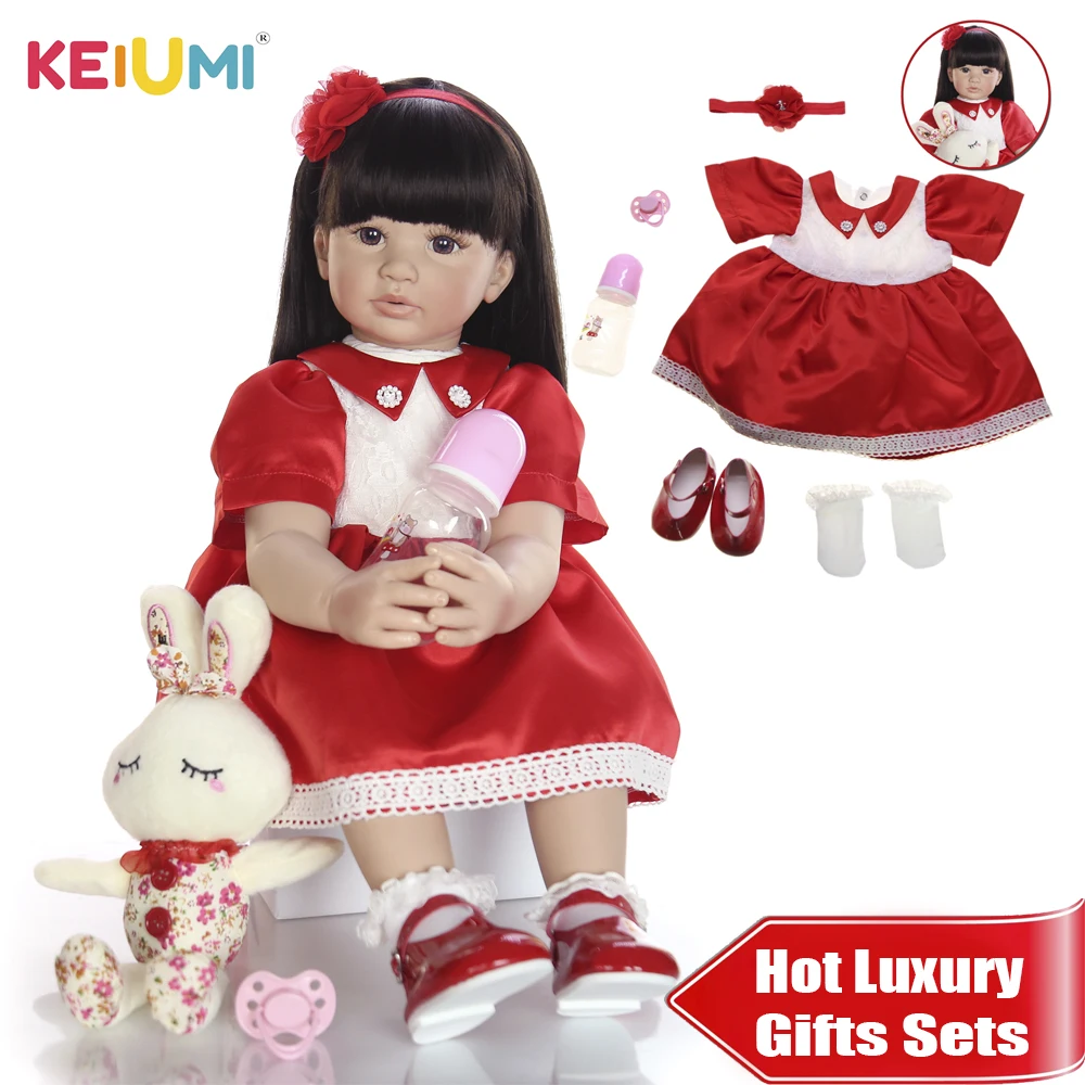 

KEIUMI 24 Inch Silicone Vinyl Reborn Menina Boneca Realistic Princess Baby Dolls Reborn Ethnic Toddler For kids Children's Gifts