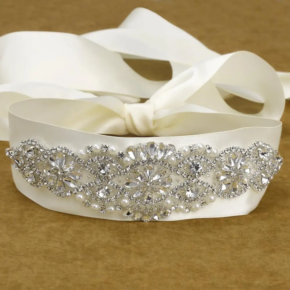 Женское свадебное платье невесты с кристаллами пояс украшениями Лента Свадебная