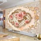 Настенная 3D Роспись в европейском стиле, тисненые нетканые самоклеящиеся обои с цветами розы для гостиной, фоновой стены телевизора