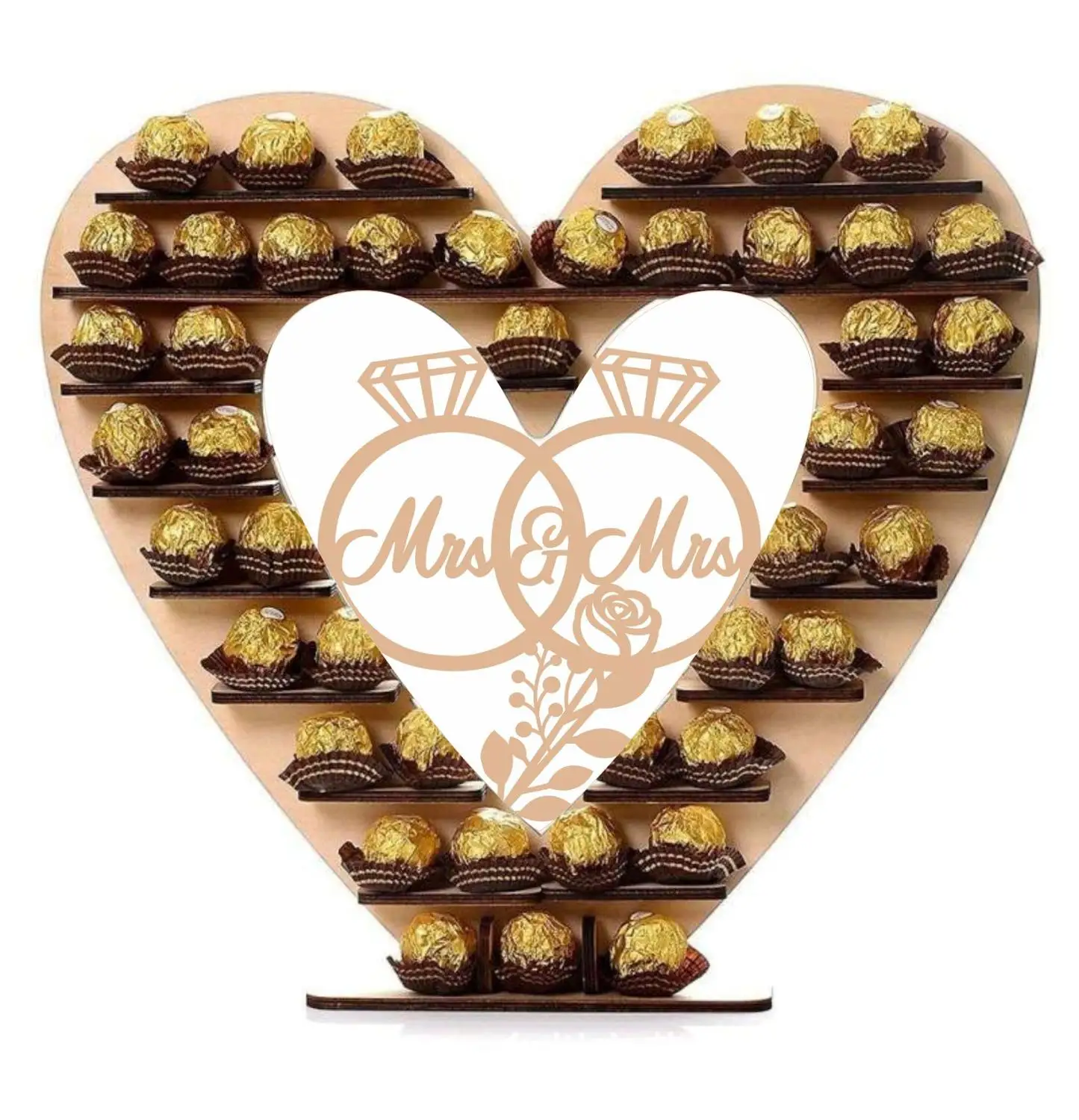 Style C Mr& Mrs сердце шоколад Ferrero Rocher Свадебный центр дисплей деревянная стойка для конфет центрезент для свадебной вечеринки Baby Shower Декор - Цвет: Style C