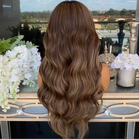 ombre brown blonde highlights 13x6 lace front human hair wigs body wave middle parting virgin brazilian lace front wigs