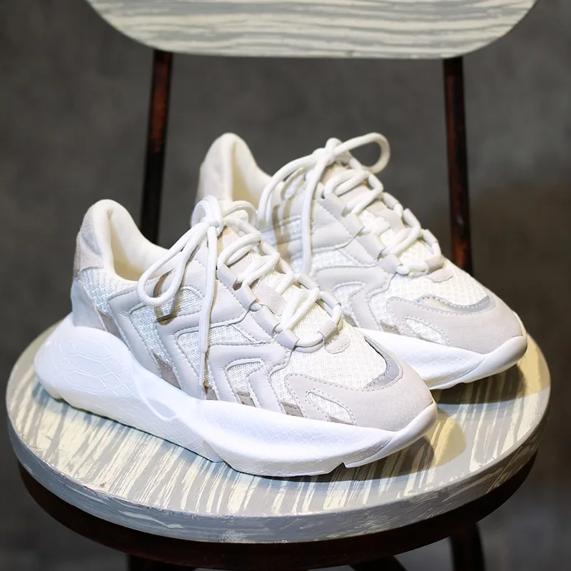 Женские кроссовки на платформе fujin Белые Повседневные толстой подошве удобные