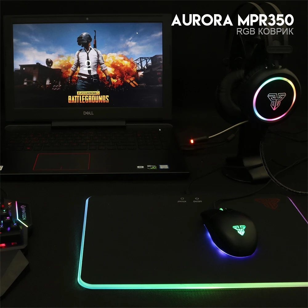 FANTECH MPR350 акриловый игровой коврик для мыши RGB Противоскользящий натуральный каучук и гладкая поверхность Большой Коврик Для Мыши для ПК ноутбук для геймеров