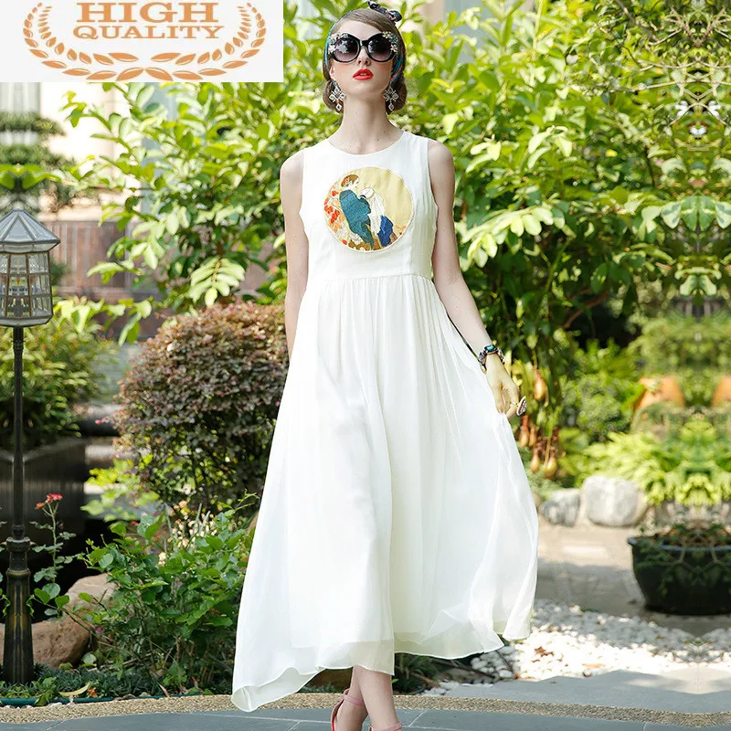 

Шелковое платье, женское летнее платье, корейское винтажное пляжное платье с вышивкой, элегантные вечерние платья, женские платья, YY2774, 38880