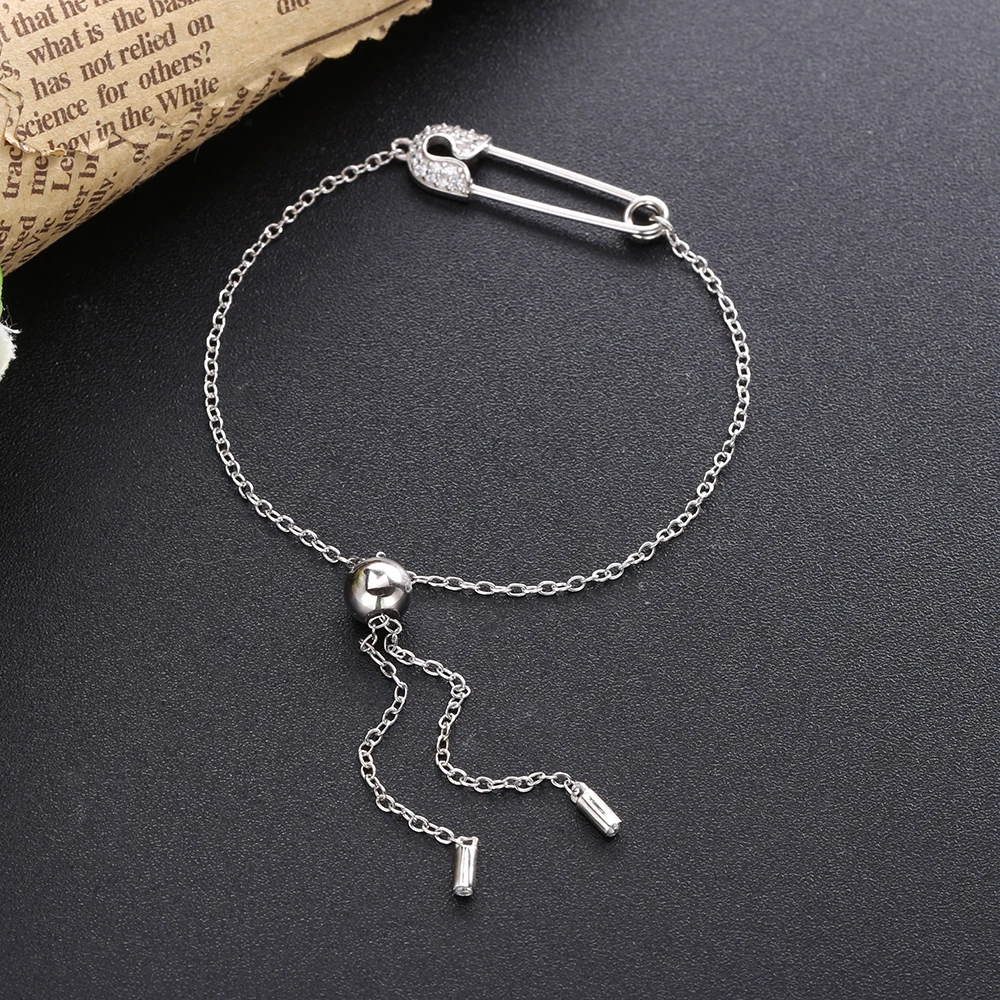 

Slovecabin Original 925 Sterling Silver Adjustable Safety Pin Chain Bracelets For Women High Quality Fine Jewelry Making Gift