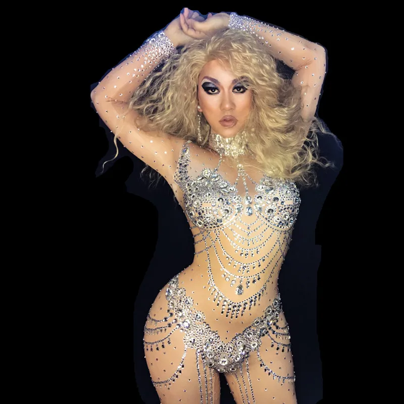 Сексуальный женский ночной клуб Стразы с узором перспективные тонкие костюмы